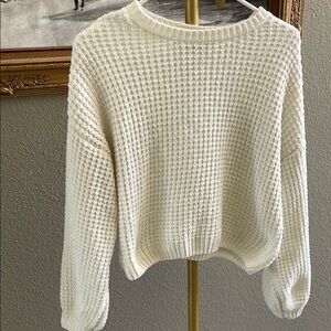 Sanctuary Cream Crew Neck Sweater with Textured Knit